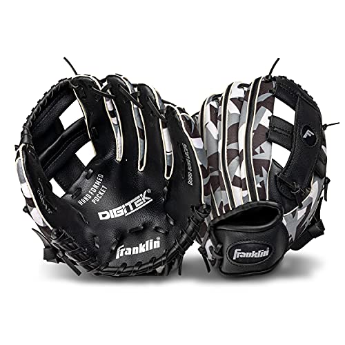 Franklin Sports Kids Baseball Gloves - RTP Youth Teeball Glove + Ball Set - Boys + Girls Teeball Mitt - 9.5" - color: Black/White