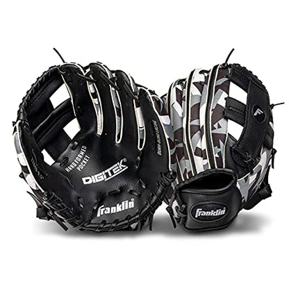 Franklin Sports Kids Baseball Gloves - RTP Youth Teeball Glove + Ball Set - Boys + Girls Teeball Mitt - 9.5" - color: Black/White