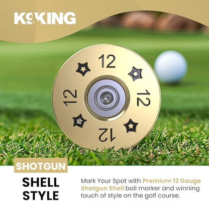 Elevate Your Golf Style with K9King's 12 Gauge Shotgun Shell Golf Ball Marker and Hat Clip Set - Stand Out on Green with Precision Golf Markers, Divot Tool, Hat Clip – Perfect for Accuracy and Style