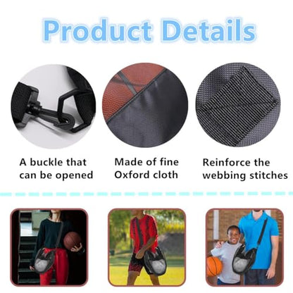 Mesh Sports Ball Bag, Large Capacity Football Basketball Shoulder Duffel, Multi Purpose Soccer Training Storage Organizer - color: Black
