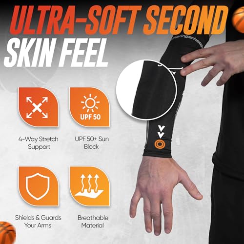 The Ringer Hoops Basketball Sleeve – Basketball Shooting Trainer Arm Sleeve – Shot Trainer with Marked Lines. - size: Youth