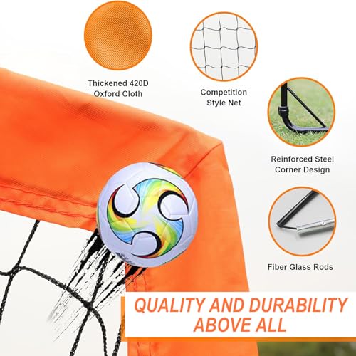 Soccer Goal for Backyard, 4'x3' Pop Up Football Goal, Target Practice for Young, Optional Soccer Equipment with Portable Goal, Soccer Training Mat/Cones/Resistance Bands/Agility Ladder