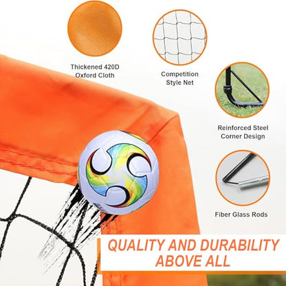 Soccer Goal for Backyard, 4'x3' Pop Up Football Goal, Target Practice for Young, Optional Soccer Equipment with Portable Goal, Soccer Training Mat/Cones/Resistance Bands/Agility Ladder
