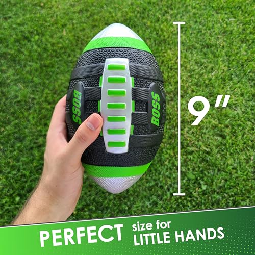BOSS Foam Football - Toddler Junior Football for Kids - Each Quality Kids Football is 9” – Soft, Small Football Youth - color: Green