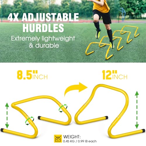 X-UMEUS Agility Ladder Speed Training Equipment Set-20ft Agility Ladder,12 Soccer Cones,4 Hurdles, Jump Rope, Running Parachute| Basketball Football Soccer Training Equipment for Kids Youth Adults - color: Red