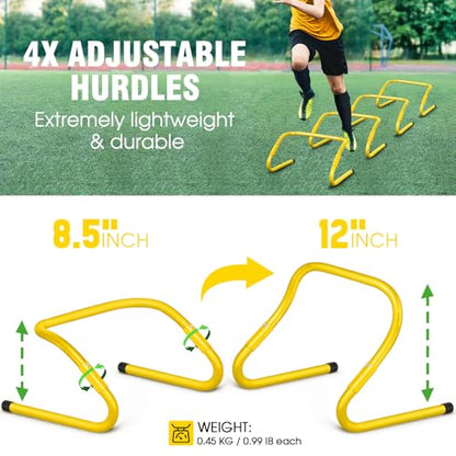 X-UMEUS Agility Ladder Speed Training Equipment Set-20ft Agility Ladder,12 Soccer Cones,4 Hurdles, Jump Rope, Running Parachute| Basketball Football Soccer Training Equipment for Kids Youth Adults - color: Red