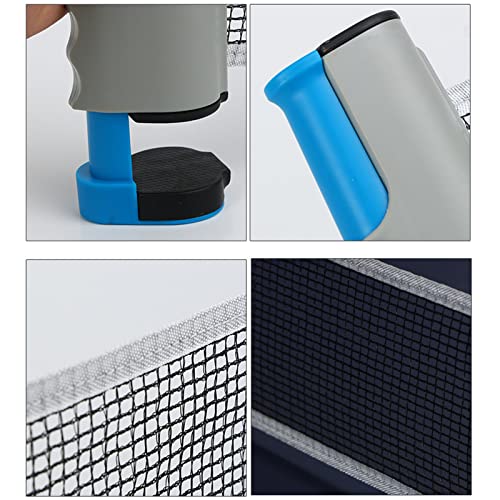 Tyenaza Retractable Pong Net, Portable Table Tennis Net and Post Set, for 66.9in Wide Tables Grey Blue(13.8x19cm)