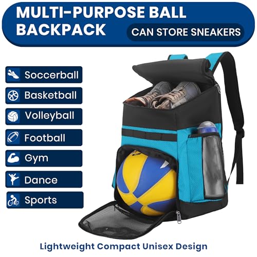 Hsmihair Basketball Backpack Large Sports Bag for Men&Youth,Gym Bag with Separate Ball & Shoes Compartment,Travel Bag for Basketball,Soccer,Volleyball - color: Blue