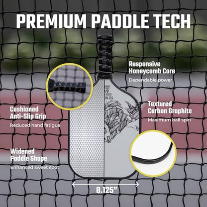 Bison Paddles: Carbon Graphite Pickleball Paddles - Lightweight Pickleball Rackets | Honeycomb Composite Core Improves Pickle Ball Placement and Increases Power | Durable Unibody Construction