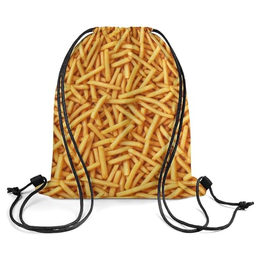 Beam Backpack Large Capacity Drawstring Sack Waterproof Sackpack for Basketball Volleyball Sports Gear Men Women, French Fries Bags - color: Picture (507)