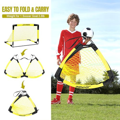 Pro-Grade Kids Backyard Soccer Goal, Tear-Resistant 5-Layer Polyester Soccer Net & 10mm Poles for Maximum Durability, 4x3ft/6x4ft/7x5ft, Pop Up Portable Soccer Training Equipment Set with Size 4 Ball - size: 7 ft x 5ft, style: Yellow