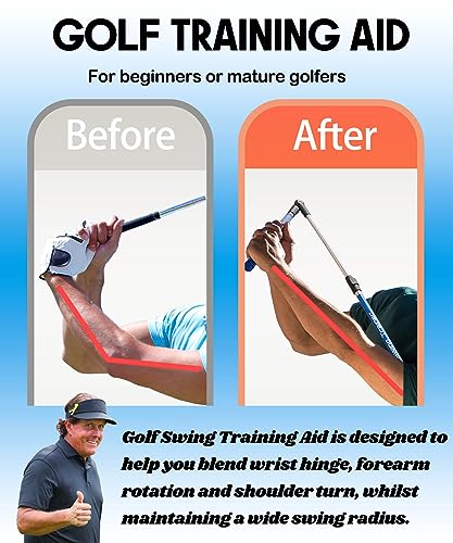 Golf Swing Trainer aid - Golf Training aid to Improve Hinge, Forearm Rotation, Shoulder turna and Grip.Portable Collapsible Swing Trainer Equipped with Golf Grip Trainer - color: Right-Black