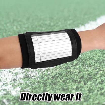 10pcs Football Play Wristbands, Triple Window Quarterback Playbook Wristband for Signs Rugby Armband with Blank Play Sheets for Flag Football Softball Soccer and Sports (Black)