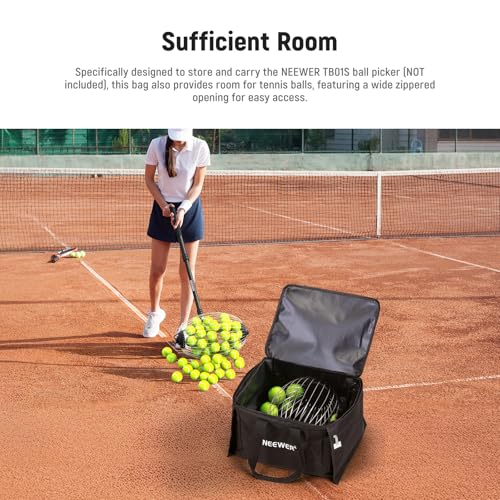 NEEWER Tennis Ball Hopper, Pickleball Retriever Collector Basket Cart Holder Tennis Court Equipment Accessory for Training Teaching - style: Tb01b Bag