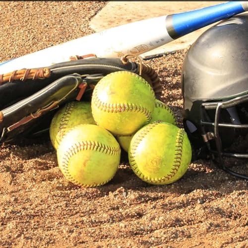 Official Size 12" Softballs - Fastpitch Practice & Training Balls, Leather Covered - color: 6 Softballs