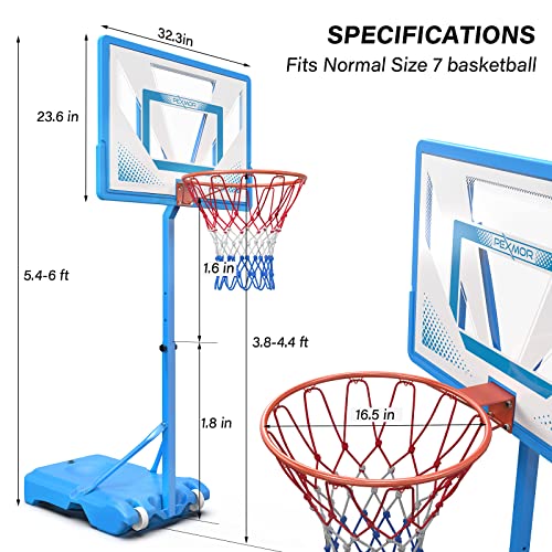 PEXMOR Pool Basketball Hoop & vplleyball Poolside, Portable for Swimming Pool, Upgraded Water Basketball Backboard Stand for Pool Indoor Outdoor - style: Blue