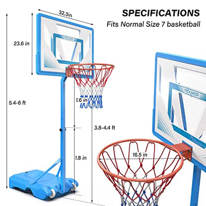 PEXMOR Pool Basketball Hoop & vplleyball Poolside, Portable for Swimming Pool, Upgraded Water Basketball Backboard Stand for Pool Indoor Outdoor - style: Blue