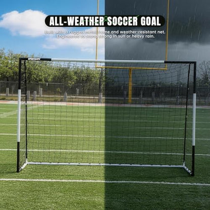 Heavy Duty Soccer Goal 2.6x3|4x6|6x8|6.5x10|6.5x12FT, All-Weather Steel Frame Tool-Free Quick Assembly Football Training Goal, Multi-Size Backyard & Match Equipment with Ground Stakes - size: XL | 198x300cm