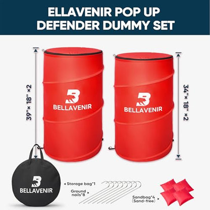 BELLAVENIR 4-Pack Pop Up Defender Dummy, Portable Foldable Training Equipment for Basketball, Football, Soccer Sports Blocking Drills Equipment