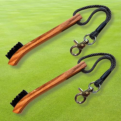 Golf Brush (2 Pack) - Cord and Clip Attachment for Bags and Carts, Club Cleaner Ideal for Woods and Irons - Golf Accesories for Men and Women