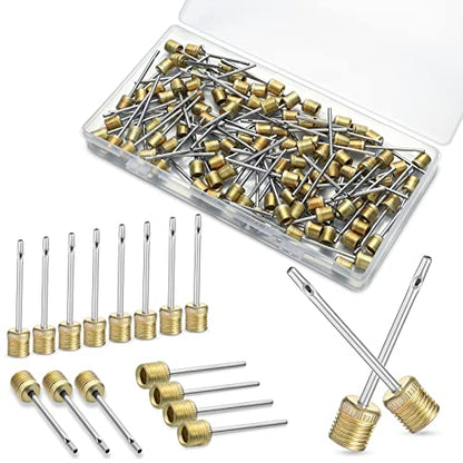 WILLBOND 100 Pack Basketball Pump Needles Ball Inflation Air Pump Needles with Storage Box for Sports Balls, Football Basketball Soccer and Volleyball - color: Gold