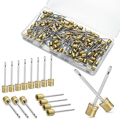 WILLBOND 100 Pack Basketball Pump Needles Ball Inflation Air Pump Needles with Storage Box for Sports Balls, Football Basketball Soccer and Volleyball - color: Gold