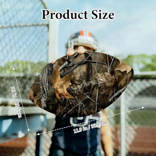 American Football, Official Size 11.9 x 7.3 Inch, Premium Composite Leather High-Grip Ball with Pro-Style Lacing, Unique Prints for Training, Games & Gifts - color: Camo Tree