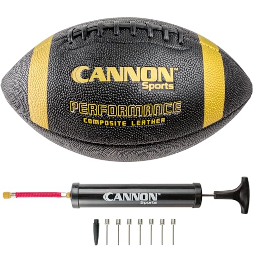 Cannon Sports Official Size Football - Composite Leather Football with Extra Grip & Durable Construction for All-Weather Play – Regulation Size Ball with Pump - color: Black/Gold