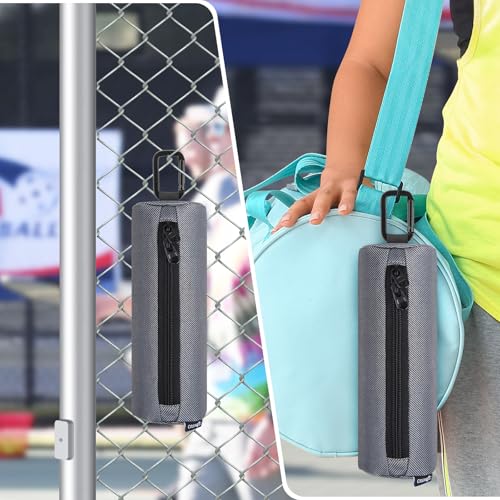 Cosmos Pickleball Ball Holder, Portable Carrying Storage Bag with Hook, Travel Accessory Pouch Holds 3 Pickleball Balls - color: Gray