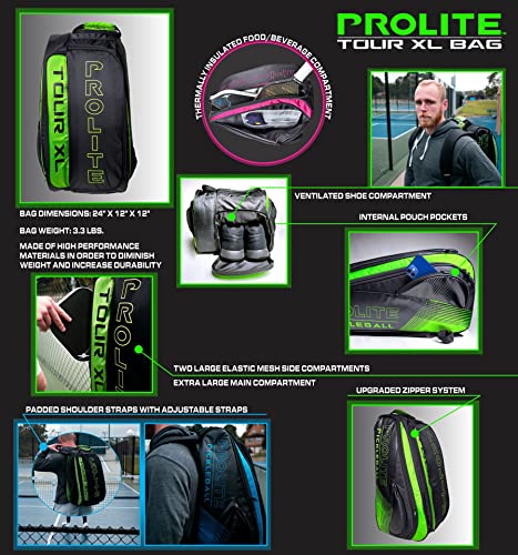 PROLITE Tour XL Pickleball Bag | Men's and Women's Pickleball XL Backpack | Adjustable Straps | | Lime Green/Hot Pink/Blue - color: Blue