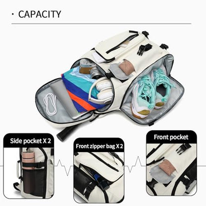 tennis mountain climbing travel backpack, independent shoe compartment for sports and fitness, waterproof 15.6-inch computer bag