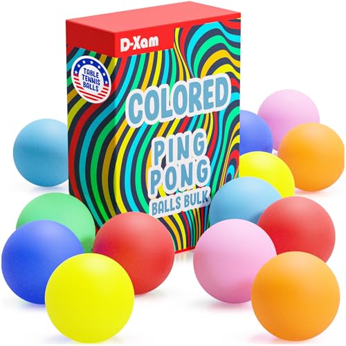 D-Xam Colored Ping Pong Balls Table Tennis Ball for Games Arts Pong Balls Pack of 50, 30 and More for Party Pets School Activities Christmas Halloween Must Have for Teachers Kids Teens Adults - size: 12 Pack