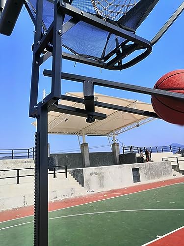 Movable Automatic Basketball Net Rebounder, 180° Rotating Shooting Practice Attachment Return Net - Adjustable Height, for Traditional Pole & Wall Mounted Hoops, Indoor Outdoor