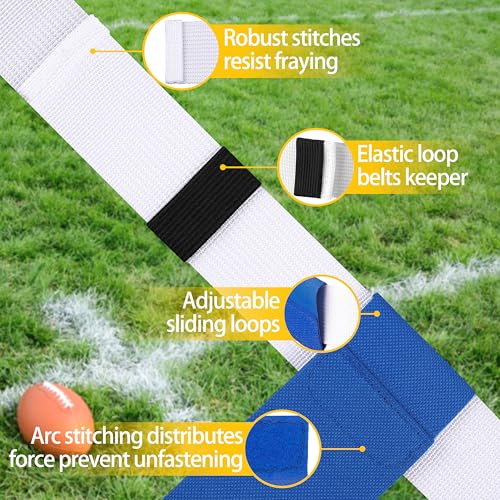 Flag Football Belts, Set of Flag Football Flags for Kids Adults, and Youth, Adjustable Flag Football Set 14 Players - color: Yellow and Blue