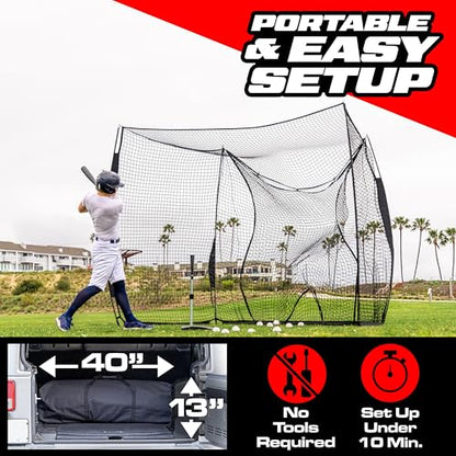 GoSports Baseball & Softball Portable Backstop Practice Net - 10 x 8 ft Hitting & Pitching Net for Backyard