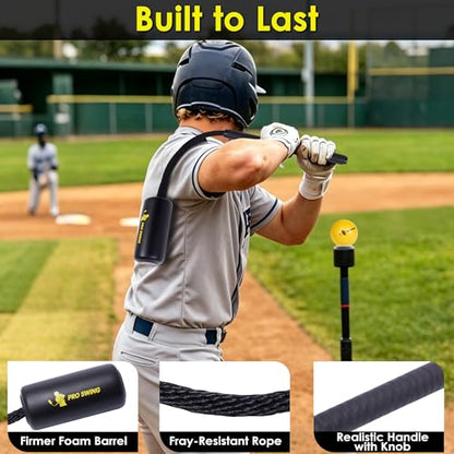 Baseball & Softball Rope Swing Trainer with Soft Training Balls, Hitting Training Aid for Bat Speed, Timing & Hand-Eye Coordination, Solo Practice Equipment for Youth & Adults
