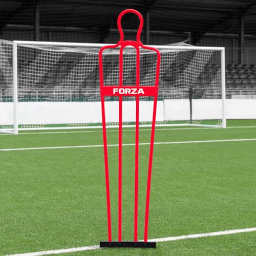 FORZA 6ft Airflow Soccer Mannequin | Wind-Resistant Free Kick Training Dummy for Coaching Drills & Shooting Practice | Shatterproof PVC with Ground Spikes & Optional Base - Pack of 1 or 3 - color: Red, size: Pack of 1, style: Without Bases