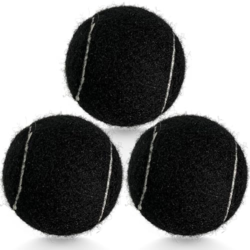 3 Pack Tennis Balls - Long Lasting Practice Balls for Tennis Beginners, Tennis Training Balls, Dog Fetch Toys - color: Black