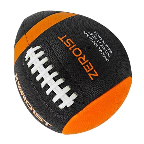 PassCatch Training Football for Youth&Kids(Ages 5-14),Fatherless Bounce Back Size 7 Football Practice Equipment,Solo Passing Catching Training Hand-Eye Coordination (Deflated) - color: Black-Orange