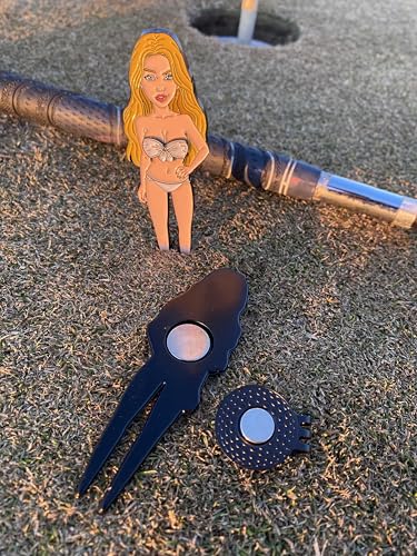 Sexy Golf Divot Tool with Removable Bikini Ball Marker – Magnetic Hat Clip & Gift Tin Included – Hottest Accessory on The Green - color: White