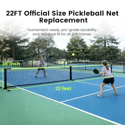 22ft / 11ft Heavy Duty Pickleball Replacement Net Only, Weather-Resistant & Tear-Proof Pickleball Net for Indoor & Outdoor, Fits Most Free-Standing Pickleball Frames