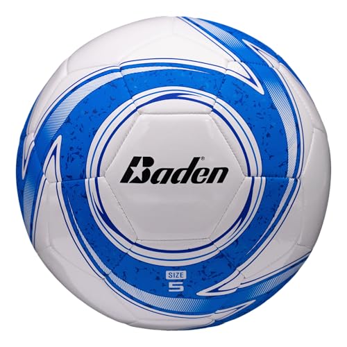 Baden Z-Series Soccer Ball – Size 3, 4, or 5 – Machine Stitched Durable Ball for Outdoor Play, Camps, Practice & Training – Cushioned Cover with Reinforced Bladder - color: Blue, size: Size 4
