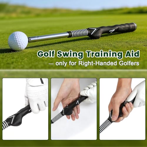 Retractable Golf Swing Trainer, Portable Golf Grip Training Aid for Right-Handed Golfers, Warm-Up Stick for Indoor & Outdoor Practice, Golf Training Equipment for Beginners
