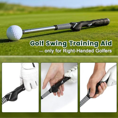 Retractable Golf Swing Trainer, Portable Golf Grip Training Aid for Right-Handed Golfers, Warm-Up Stick for Indoor & Outdoor Practice, Golf Training Equipment for Beginners