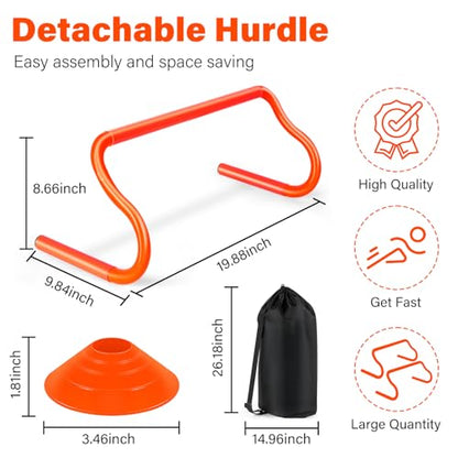 Agility Hurdles Training Equipment - Speed Hurdles and Soccer Cones with Carrying Bag for Soccer, Football, and Track Drills, Ideal for Athletes Speed and Agility Training - style: 10 PCS