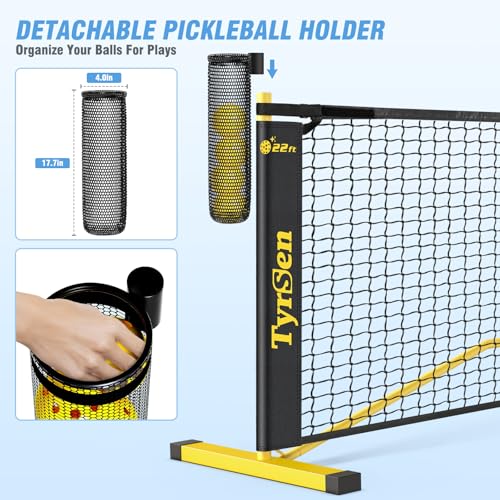 Portable Pickleball Net for Driveway, 22 FT Regulation Size & 11 FT Half Court Size Pickle Ball Net with Ball Collector, 2-in-1 Pickle Ball Net with Carry Bag for Garages Backyard - style: Pickleball Net