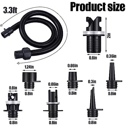 Therwen 8 Pcs Air Hose Kit Includes Air Pump Hose 7 Nozzles Adaptor Stand up Paddleboard Accessories Paddle Board Replacement Parts Compatible with SUP Electric Air Pump/HT-781/ HT782/ HT790/ HT-792