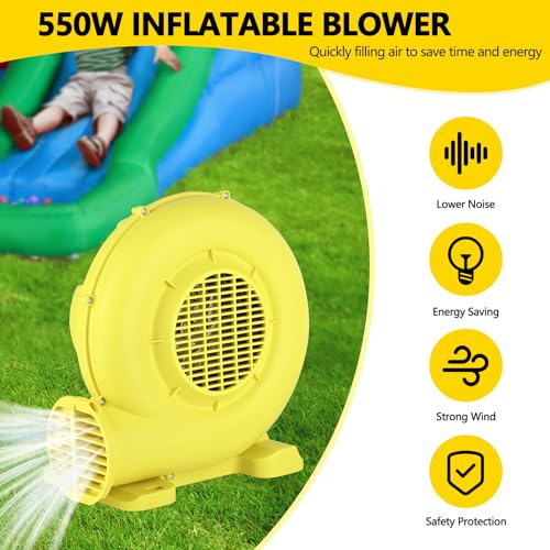 Bounce House Blower, 550W/0.74HP Portable Air Blower for Inflatable, Powerful Inflatable Bubble House Blowers Fan Pump for Inflatable Bouncy Castle, Water Slide, Jumper