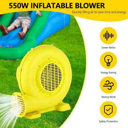 Bounce House Blower, 550W/0.74HP Portable Air Blower for Inflatable, Powerful Inflatable Bubble House Blowers Fan Pump for Inflatable Bouncy Castle, Water Slide, Jumper