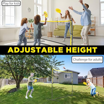 6ft Portable Pickleball & Paddle Ball Set: Easy Setup Paddle Game with Net, Similar to Badminton, Pingpong, and Jianzi, All-in-1 Set for Lawn, Backyard, Camping, Beach Indoor & Outdoor